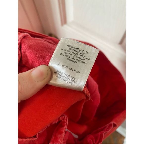 By Anthropologie Red Orange Cropped 100% Cotton Track Pants, Size 4 - Picture 10 of 11